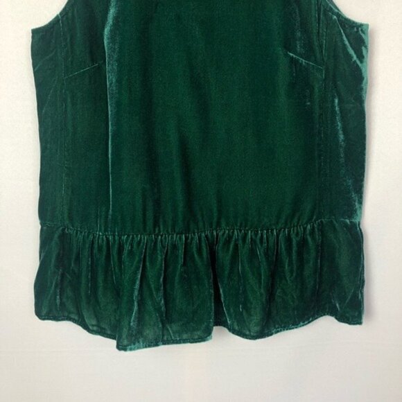 J. Crew Emerald Green Velvet Peplum Tank Top 2 - Picture 5 of 7
